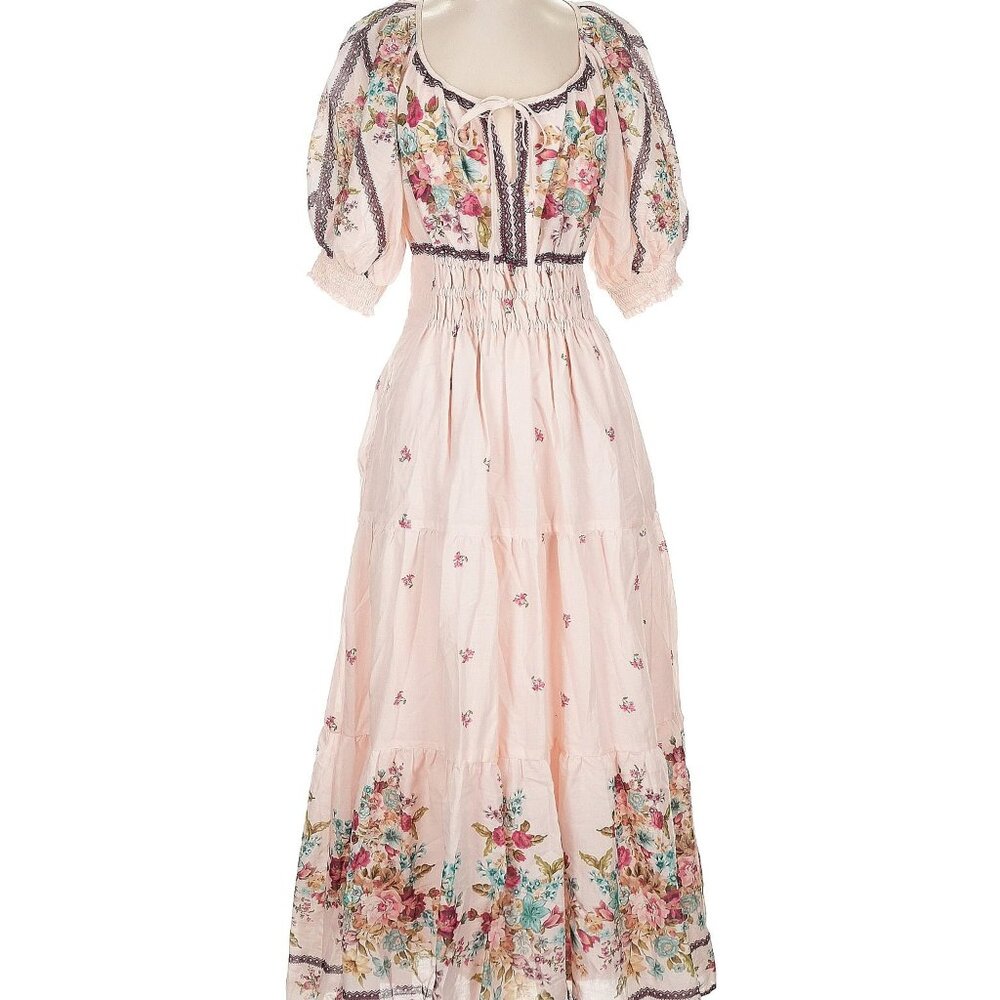 Anthropologie Somerset Long Pink Floral Dress size Small